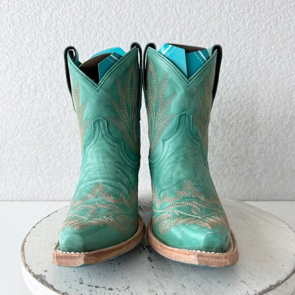 Lane LEXINGTON Cowboy Booties Western Turquoise Cowgirl Short Boots Snip Toe 6 - Picture 6 of 13